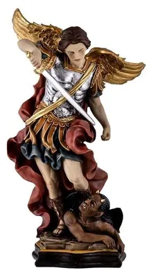 Erzengel Michael Figur aus Harz, handbemalt, 30 cm