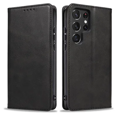Produktbild von Handyhülle für Samsung Galaxy S23 Ultra Kunstleder Flip Cover Hülle Klapphülle Case Kartenfach Farbe: Schwarz