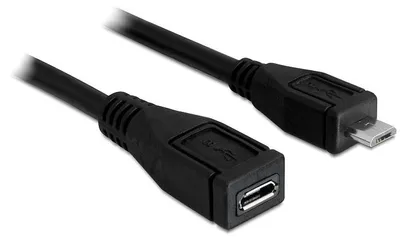 Produktbild von USB 2.0 Verlängerungskabel, Micro-USB Stecker > Micro-USB Buchse (schwarz, 1 Meter)
