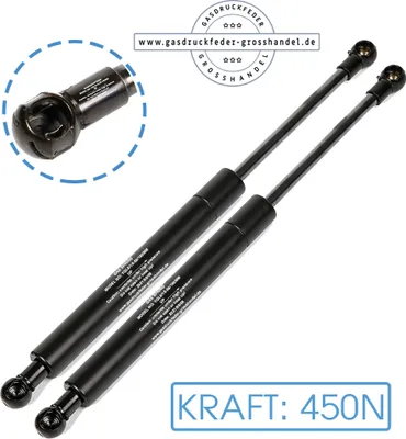 Produktbild von 2x Gasdruckfeder Ersatz LIFT-O-MAT 450N Gasdruckdämpfer Kesseböhmer mit Aufnahme aus Metall Schwarz