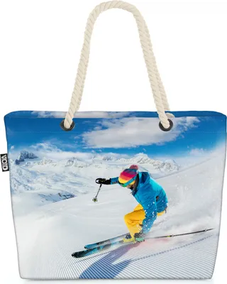 Produktbild von VOID Ski Alpen Schnee Strandtasche Shopper 58x38x16cm 23L XXL Einkaufstasche Tasche Reisetasche Beach Bag