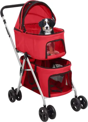 Produktbild von vidaXL Hundewagen für 2 Hunde Faltbar Rot 83x48x97 cm Oxford-Gewebe