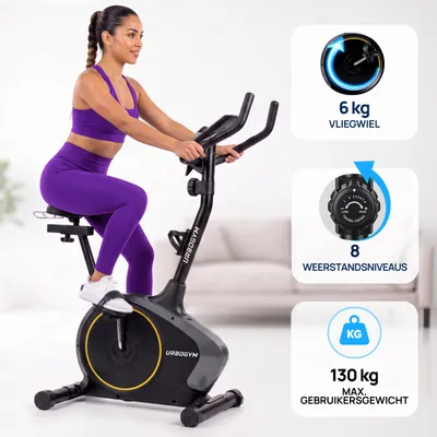 Productafbeelding van URBOGYM ARGO YELLOW Hometrainer, Fitnessfiets voor Thuis, Trainingsfiets voor Cardio, Conditietraining en Dagelijks Gebruik, Geel