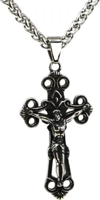 Produktbild von Lederkette Edelstahlkette 316L KREUZ ANTIK 60 cm Edelstahl 04-02