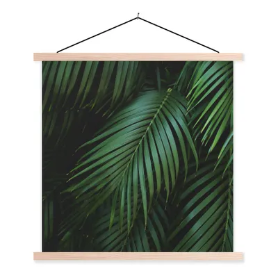 Produktbild von MuchoWow® Textilposter Palmenblätter - Palmen - Tropisch 120x120 cm mit holzfarbenen Rahmen - Textil-Poster