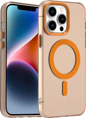 Immagine prodotto di Custodia per iPhone 13 Pro, compatibile con MagSafe, sottile custodia semi-trasparente opaca antiurto Arancione