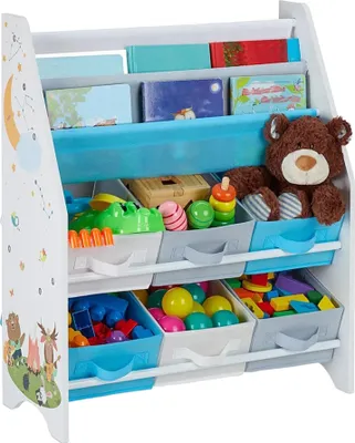 Produktbild von Ginger Home Kinderregal mit 6 Stoffboxen - Holzregal für Spielzeug & Bücher - FOREST Design