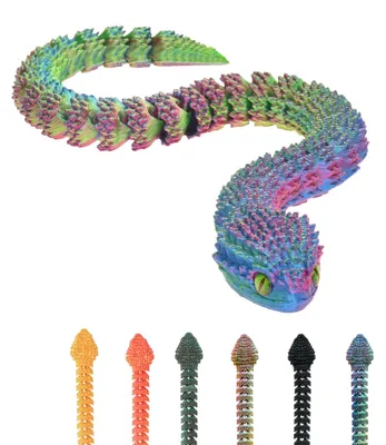 Obrázek produktu pro Dekorační figurka 3D had – 21 cm | Fantasy sběratelská soška – Modro-zeleno-fialová