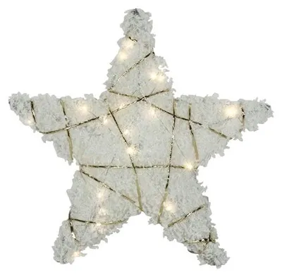 Productafbeelding van Kerstster met 20 leds warm-wit sneeuw glittergoud