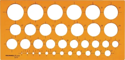 Produktbild von Kreisschablone 1-35mm orange Packung mit 20 Stück
