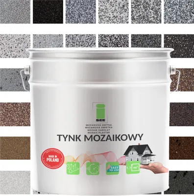 Produktbild von Harzmosaikputz 7 kg Premium, Klasse 1, 36 Varianten  Warum Mosaikputz? Einfach zu verarbeiten, UV-beständig, blättert nicht ab. Der Putz besteht aus Polyurethanlack und farbigem Quarzaggregat, das die Farbbeständigkeit erhöht. Er bietet hohe Beständigkeit gegen Moosen, Pilzen und Flechten. Dank Harzes extrem witterungsbeständig und abriebfest. Schnelle Trocknungszeit (ca. 24 Std.), um witterungsbedingte Probleme zu vermeiden.Einsatzbereich: Innen- und Außenbereich, ideal für Wände, Decken, Säulen. Perfekt f