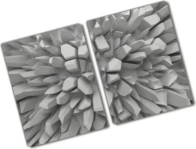 Produktbild von Tulup Glas Herdabdeckplatte - 2x40x52 cm - Glaskeramikkochfeld-Abdeckung Spritzschutz Glasabdeckplatte Kochplattenabdeckung und Schneidebrett - Zweiteilig - Kunst: modern & klassisch - 3D-Abstraktion - Grau