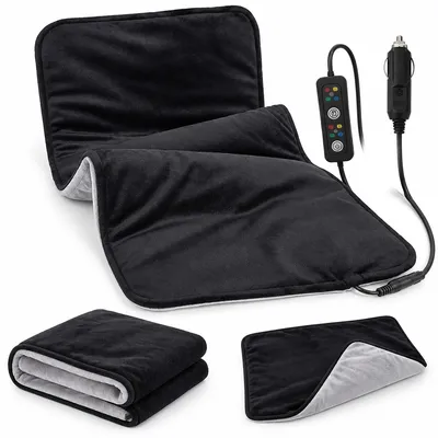 Produktbild von Auto Heizmatte 12V, beheizbare Sitzauflage 60 × 30 cm, 4 Heizstufen, beidseitige Wärme, Timer 2–8 Std., rutschfest, für Pkw, SUV, Lkw