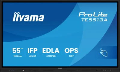 Produktbild von iiyama TE6513A-B1AG, Interaktiver Flachbildschirm, 163,8 cm (64.5"), 3840 x 2160 Pixel, WLAN, 18/7