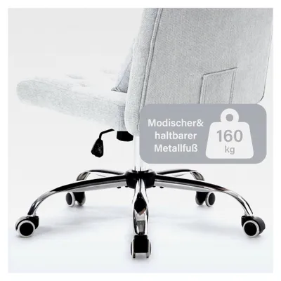 Produktbild von Ergonomischer Bürostuhl ohne Armlehnen mit Lordosenstütze, höhenverstellbar – Drehstuhl bis 160 kg belastbar für das Homeoffice (Grau hell)