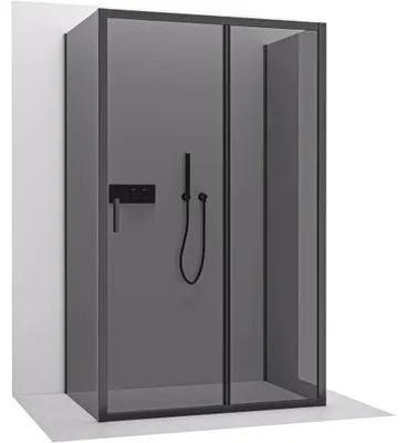 Obrázek produktu pro CERANO - Třístěnný sprchový kout Varone LINE U L/P - 6 mm - černá matná, grafitové sklo - 160x70x195 cm - posuvný