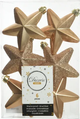 Produktbild von Christbaumschmuck Sterne 7cm Kunststoff 6 Stück - Karamel