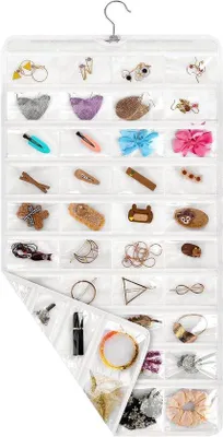 Image de Organiseur à bijoux avec crochets, 80 pochettes, à suspendre