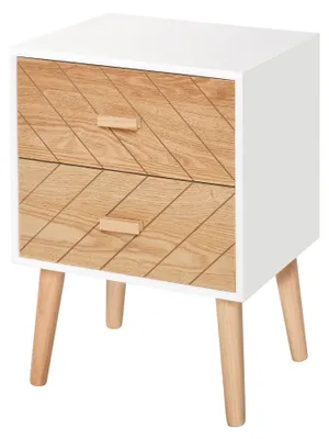 Produktbild von Nachttisch, Kommode, Aufbewahrungsm?bel mit 2 Schubladen, skandinavischer Stil, 40 x 30 x 56 cm (L x B x H), Holz
