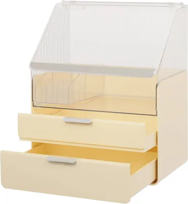 Obrázok produktu pre Organizér na kozmetiku, 2 zásuvky, moderný dizajn, žltý