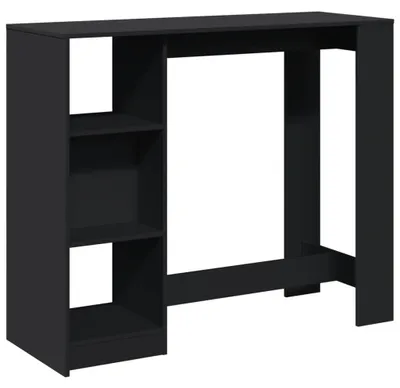 Produktbild von vidaXL Bartisch mit Regal Schwarz 124x46x103,5 cm Holzwerkstoff