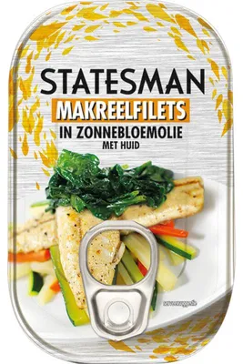 Immagine prodotto di Filetti di sgombro Statesman in olio di semi di girasole, 125 g - snack ricco di proteine