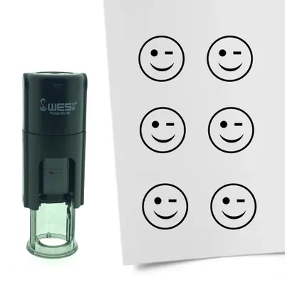 Produktbild von CombiCraft Selbstfärbender Stempel 'Zwinkernder Smiley' in der Farbe Schwarz, Ø10mm