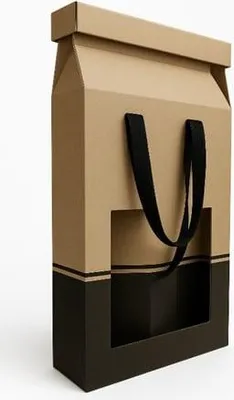 Image de Boîte POP-UP ECO Premium pour 2 bouteilles de vin – papier kraft 190 × 95 × 385 mm