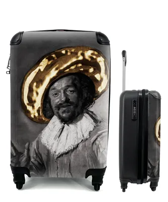 Produktbild von MuchoWow® Koffer Handgepäck Trolley Rollkoffer Kleine Reisekoffer mit 4 Rollen - Der fröhliche Trinker - Frans Hals - Gold - Cabin Size < 55x40x23 cm & 55x40x20 cm - Fotokoffer - Kabinenkoffer - Boardgepäck - Reise-Box - Reisekoffer - Reisegepäck - Koffer mit Bild - Trolley für Kinder