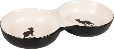 Zdjęcie produktu dla Miska Flamingo dla kota Nala ceramiczna podwójna czarna/biała