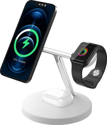Produktbild von XLayer Magfix Pro 3 In 1, Drinnen, AC, Gleichstrom, USB, 12 V, 0,6 A, Kabelloses Aufladen, Weiß