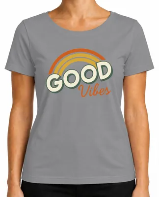 Produktbild von Good Vibes Retro Regenbogen Vintage 70erJahre Hippie Boho Sommer Damen T-Shirt, Grau, XL