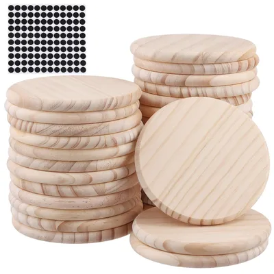 Zdjęcie produktu dla Zestaw 30 drewnianych podstawek pod napoje, okrągłych, o średnicy 10 cm