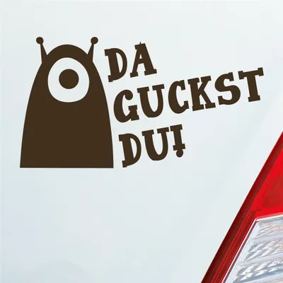 Produktbild von Auto Aufkleber Da guckst du! Alien Monster 15x8 cm Braun Sticker Heckscheibenaufkleber