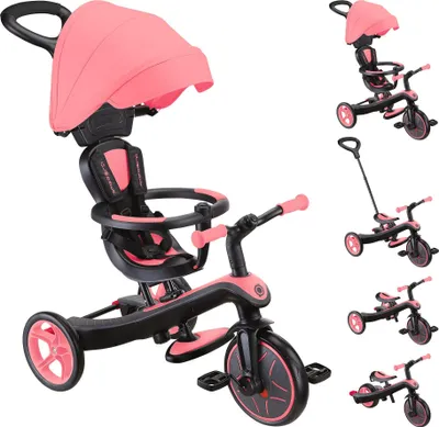 Immagine prodotto di GLOBBER EXPLORER TRIKE 4in1 - passeggino, triciclo e balance bike, 10/8,5 pollici, sedile in TPR, regolabile in altezza, rosa corallo