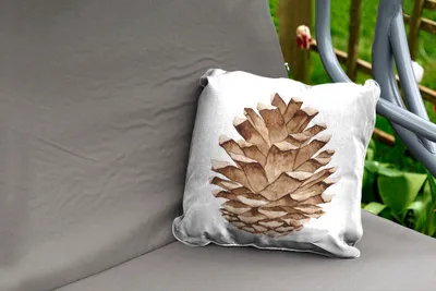 Produktbild von MuchoWow® Outdoor Kissen - Herbst - Illustration - Tannenzapfen - 40x40 cm - Wetterfest - Lounge Kissen - Kopfkissen - Interieur - Polster mit Bild