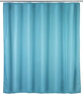 Produktbild von Unyqoos® Duschvorhang 180 x 200 cm, lichtblau – schimmelhemmend & antibakteriell, Polyester, wasserabweisend, rostfreie Ösen + 12 weiße Ringe