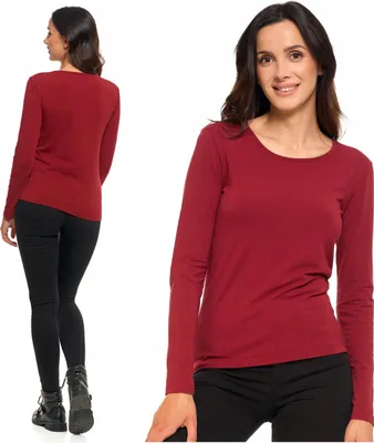 Immagine prodotto di Moraj - Abbigliamento da donna taglia XXL - Maglia a maniche lunghe rossa - Maglia a maniche lunghe da donna - T-shirt in cotone, scollo rotondo