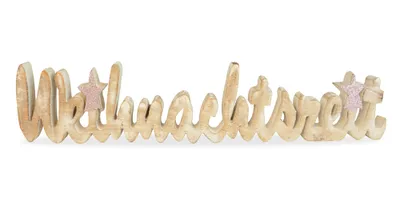 Produktbild von Riffelmacher Schriftzug "Weihnachtszeit" 74585 - Mangoholz - Natur Rosa 46cm