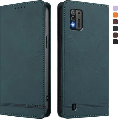 Image de Etui pour ZTE Blade A52 Lite, étui rétro en cuirPolyuréthaneavec support et fentes pour cartes de crédit Vert