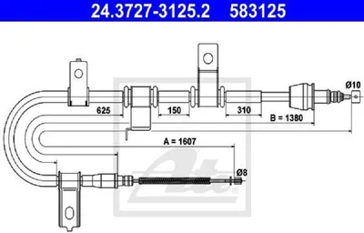Produktbild von ATE Handbremsseil Seilzug Feststellbremse für HYUNDAI GETZ (TB) Hinten Rechts 24.3727-3125.2