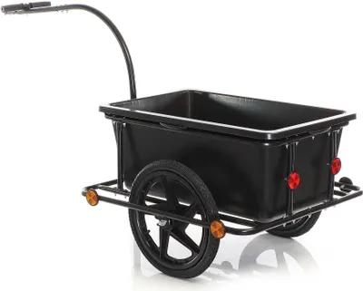 Obrázok produktu pre Wiltec príves na bicykel 158x69x51 cm do 80 kg, príves na bicykel s prepravným zásobníkom 90 l, spojkou a pneumatikami, príves na bicykel
