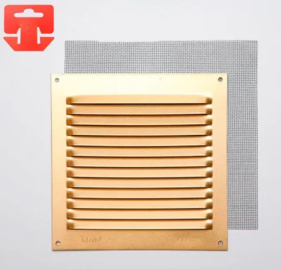 Produktbild von Gitter mit Fliegengitter aus Aluminium 0,8 in Goldfarbe 150x150mm (g)
