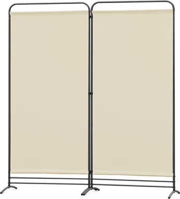 Image de Angel Living Paravent 2 pièces 162 x 180 cm Tissu Séparateur de pièce Balcon Protection visuelle Mur mobile Pliable Beige
