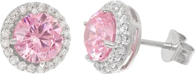 trendor 21318-09 Damen-Ohrringe 925 Silber Zirkonia-Ohrstecker Pink 1