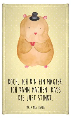 Produktbild von Mr. & Mrs. Panda Handtuch Hamster Hut - Gelb Pastell - Geschenk, Lustige Sprüche, Kleines, Zwerghamster, Zylinder, Frotteetuch, Gästetuch, Zauberer, Magier, Design, Klein