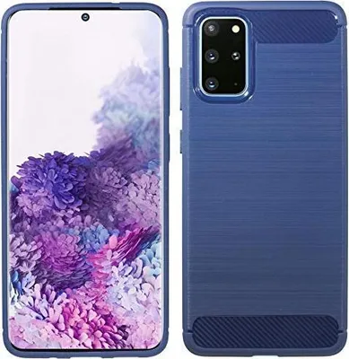 Imagen del producto de Funda de silicona cofi1453® con diseño de fibra de carbono, compatible con SAMSUNG GALAXY S20+ (G985F). Funda de TPU, suave, para teléfono móvil, protectora, de color azul