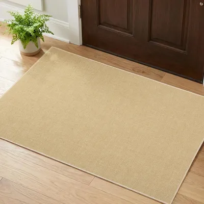Image de Paillasson intérieur, 40x60 cm, beige naturel, antidérapant, absorbant, lavable, plat