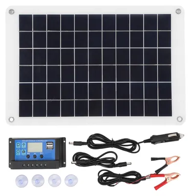 Immagine prodotto di Set di pannelli solari, 15 W, caricabatterie portatile, 10 A, 12 V, 24 V, regolatore di carica per auto, barca, camper, rimorchio