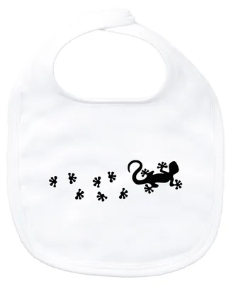 Produktbild von Huuraa Baby Lätzchen Gecko Tapsen White Klettverschluss Baumwolle Latz Geschenkidee